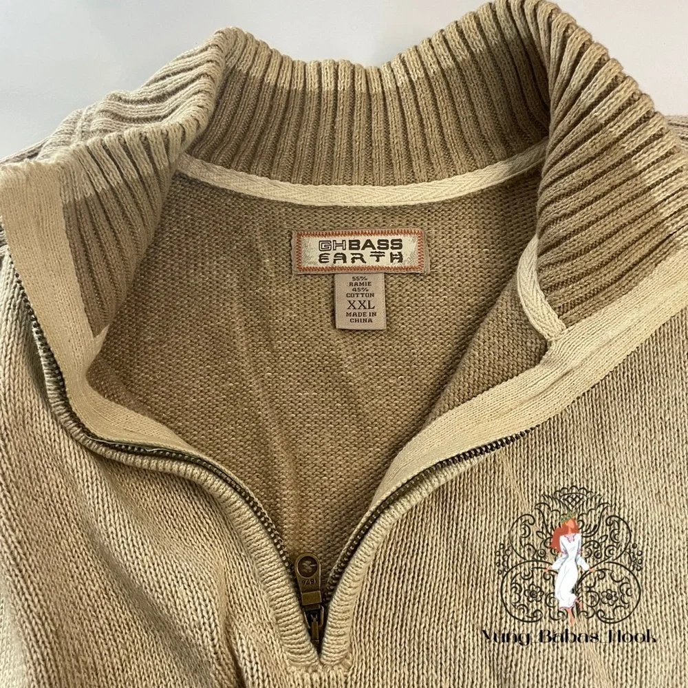 GHBASS Earth XXL Raime/ Cotton Blend Men’s Tan Turtleneck Zip Pullover Sweater